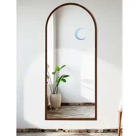 מראה קשת רחבה עם מסגרת עץ דקה גוון אגוז במידה 180 ס"מ - במלאי **