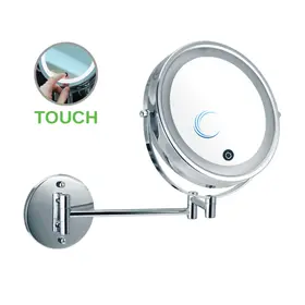 מראה מגדילה פי 5 עם תאורה טאץ' ניקל מבריק