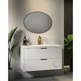 ארון אמבטיה תלוי בוסטון **אספקה מיידית** משטח חרס אינטגרלי