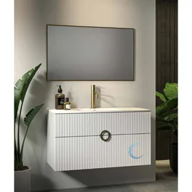 ארון אמבטיה תלוי אלבמה **אספקה מיידית** משטח חרס אינטגרלי