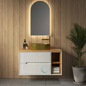 ארון אמבטיה תלוי דבלין **אספקה מיידית** משטח בוצ'ר וכיור מונח