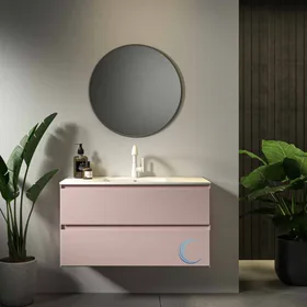 ארון אמבטיה תלוי טרוויזו **אספקה מיידית** משטח חרס אינטגרלי