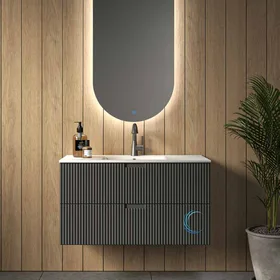 ארון אמבטיה תלוי ליברפול **אספקה מיידית** משטח חרס אינטגרלי