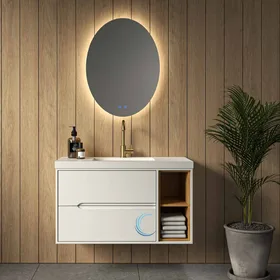 ארון אמבטיה תלוי יוסטון **אספקה מיידית** משטח חרס אינטגרלי