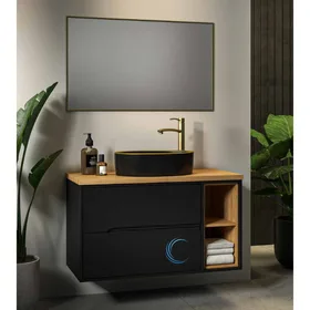 ארון אמבטיה תלוי יוסטון **אספקה מיידית** משטח בוצ'ר וכיור מונח