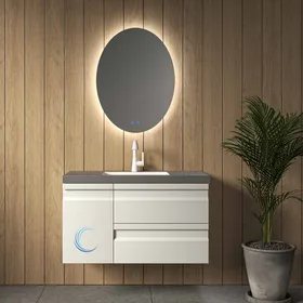 ארון אמבטיה תלוי מיכאל **אספקה מיידית** משטח חרס אינטגרלי