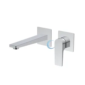 מערכת קיר 1505 מרובעת לכיור רחצה בגוון ניקל מבריק