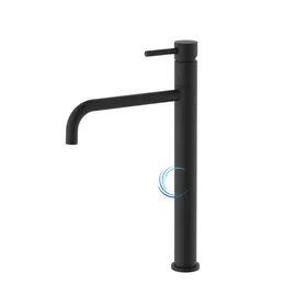 ברז פרח גבוה 1201 לכיור מונח בגוון שחור מט ידית סטיק