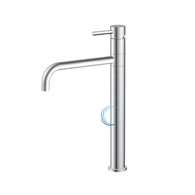 ברז פרח גבוה 1201 לכיור מונח בגוון ניקל מבריק ידית סטיק