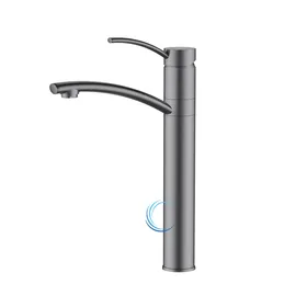 ברז פרח גבוה 8067 מעוצב לכיור מונח בגוון אפור גרפיט