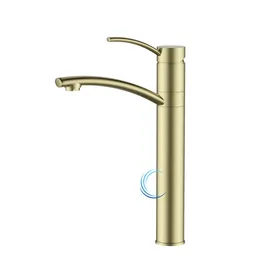 ברז פרח גבוה 8067 מעוצב לכיור מונח בגוון זהב מט