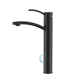 ברז פרח גבוה 8067 מעוצב לכיור מונח בגוון שחור מט