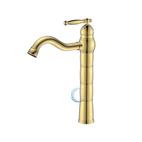 ברז פרח גבוה 3132 ענתיק לכיור מונח בגוון זהב מבריק