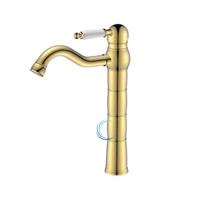 ברז פרח גבוה 1432 ענתיק לכיור מונח בגוון זהב מבריק