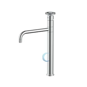 ברז פרח גבוה 1001 לכיור מונח בגוון ניקל מבריק ידית שיבר