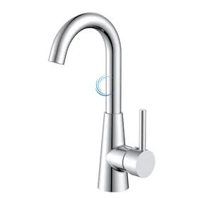 ברז נמוך 3024 לכיור אינטגרלי ידית סטיק בגוון ניקל מבריק