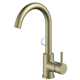 ברז פרח נמוך לכיור אינטגרלי זהב מט