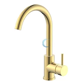 ברז פרח נמוך לכיור אינטגרלי זהב מבריק