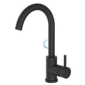 ברז פרח נמוך לכיור אינטגרלי שחור מט