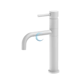 ברז נמוך לכיור שקוע מסתובב לבן מט