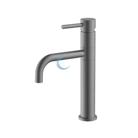 ברז נמוך לכיור שקוע מסתובב אפור גרפיט