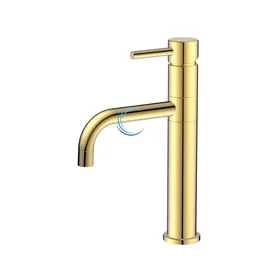 ברז נמוך לכיור שקוע מסתובב זהב מבריק