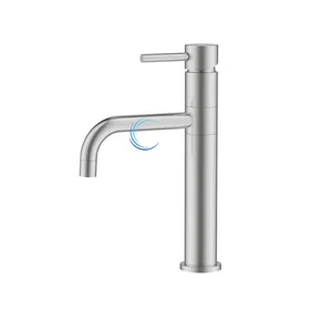 ברז נמוך לכיור שקוע מסתובב ניקל מוברש