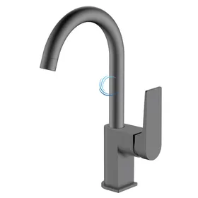 ברז פרח נמוך לכיור אינטגרלי אפור גרפיט