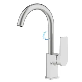 ברז פרח נמוך לכיור אינטגרלי ניקל מוברש