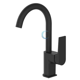 ברז פרח נמוך לכיור אינטגרלי שחור מט