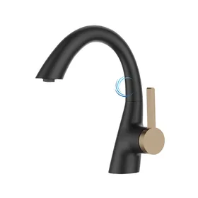 ברז פרח נמוך 1060 לכיור אינטגרלי שחור מט בשילוב רוז גולד מט