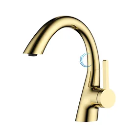 ברז פרח נמוך 1060 לכיור אינטגרלי זהב מבריק