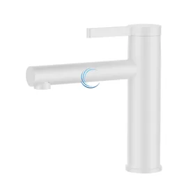 ברז פרח נמוך לכיור אינטגרלי לבן מט