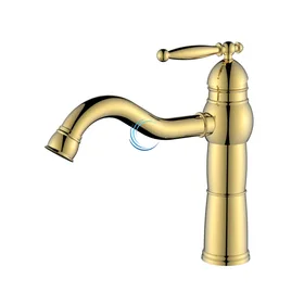 ברז פרח ענתיק לכיור אינטגרלי זהב מבריק