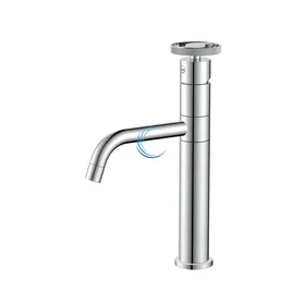 ברז נמוך לכיור שקוע מסתובב ניקל מבריק ידית שיבר