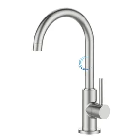 ברז מים קרים נמוך 1361 לכיור אינטגרלי בגוון ניקל מוברש