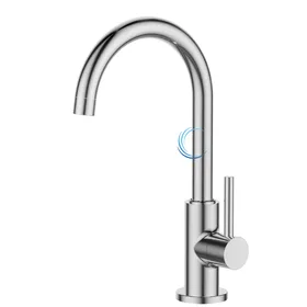 ברז מים קרים נמוך 1361 לכיור אינטגרלי בגוון ניקל מבריק