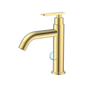 ברז מים קרים 1339 לכיור אינטגרלי ידית מעוצבת גוון זהב מבריק