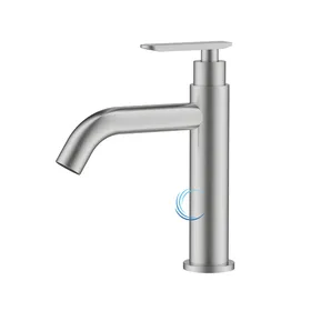 ברז מים קרים 1339 לכיור אינטגרלי ידית מעוצבת גוון ניקל מוברש