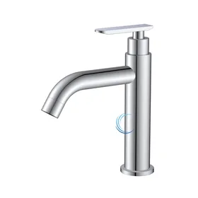 ברז מים קרים 1339 לכיור אינטגרלי ידית מעוצבת בגוון ניקל מבריק