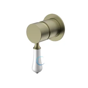 אינטרפוץ 3 דרך ידית חרס לבנה זהב מט