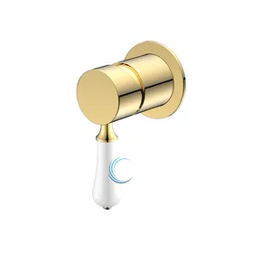 אינטרפוץ 3 דרך ידית חרס לבנה זהב מבריק