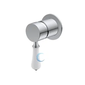 אינטרפוץ 3 דרך ידית חרס לבנה ניקל מבריק