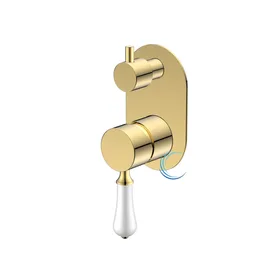 אינטרפוץ 4 דרך ידית חרס לבנה זהב מבריק