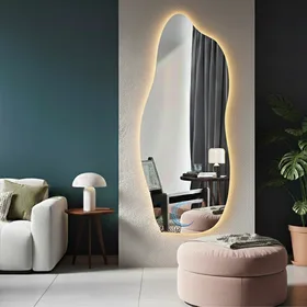 מראה לד אמורפית C במידות שונות- ייצור בארץ, תאורה חמה או קרה לבחירה