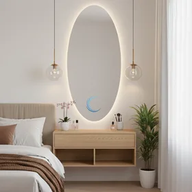 מראה לד אליפסה במידות שונות- ייצור בארץ, תאורה חמה או קרה לבחירה