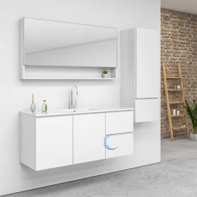 ארון אמבטיה תלוי יוקרתי סטפן בגוון אפוקסי משטח חרס אינטגרלי