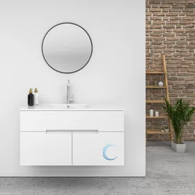 ארון אמבטיה תלוי מעוצב דיאנה בגוון אפוקסי משטח חרס אינטגרלי שקוע