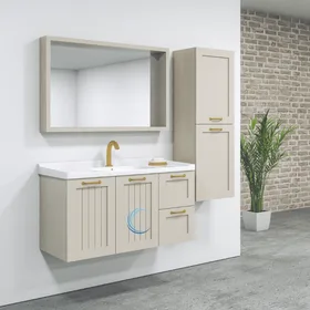 ארון אמבטיה תלוי מעוצב היילי בגוון אפוקסי משטח חרס אינטגרלי שקוע