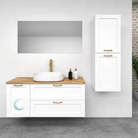 ארון אמבטיה תלוי יוקרתי דגם תמיר משטח בוצ'ר 2 ס"מ